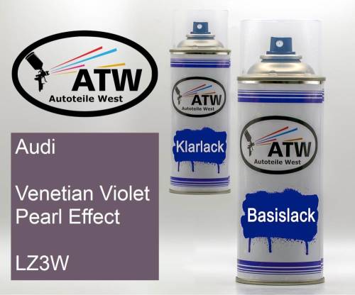 Audi, Venetian Violet Pearl Effect, LZ3W: 400ml Sprühdose + 400ml Klarlack - Set, von ATW Autoteile West.